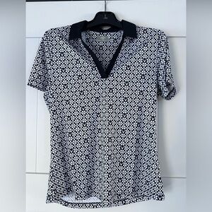 Callaway Black and White Geometric Button Down Shirt
